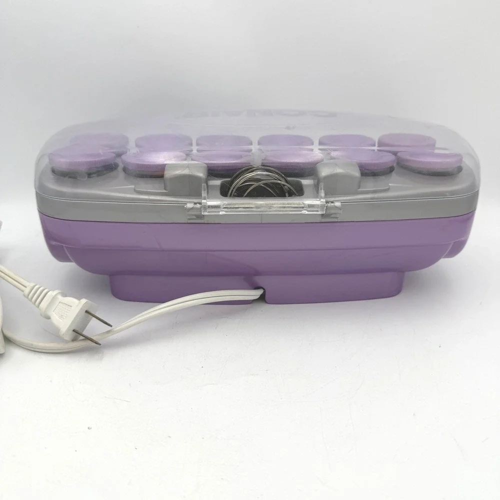 Conair Ion Shine Hair Setter Women Purple 12 Flocked Rollers Metal Clips